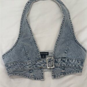 PrettyLittleThing Light Blue Denim Crop Top